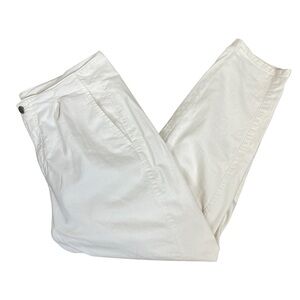 Eileen Fisher Organic Cotton White Tapered Ankle Pants with Pleats Size 14P